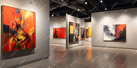 Premium Photo | In a contemporary art gallery an exhibition unfolds ...