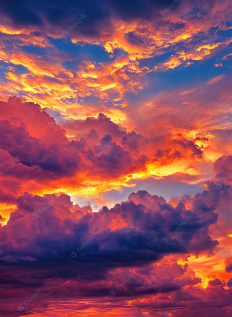 Premium Photo | Beautiful orange sky and clouds at sunset