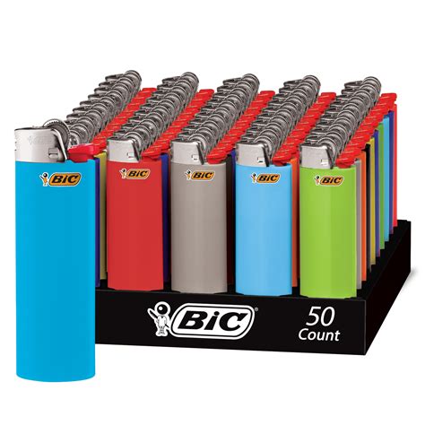 Buy BIC Classic Lighter, Assorted Colors, 50-Count Tray, Up to 2x the ...