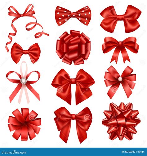 Red ribbon bows stock vector. Illustration of decoration - 39759383