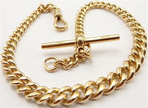 Heavy 12 inch Antique 9ct yellow gold pocket watch albert guard chain ...