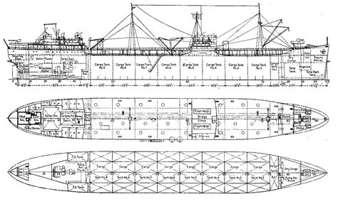 Cargo Ship Plan - Deck Plans, Tanker Ship