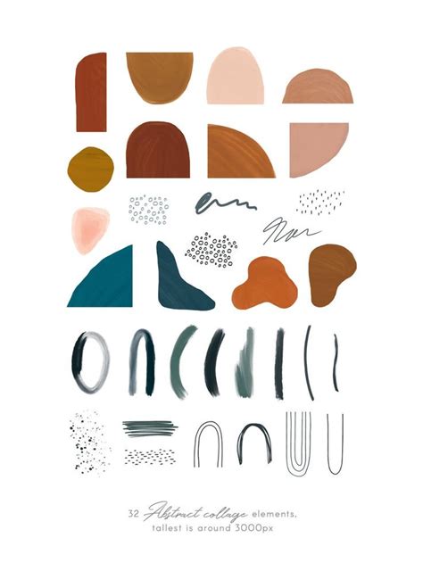 Modern Boho Collage Clipart Neutral Abstract Shapes Hand - Etsy ...