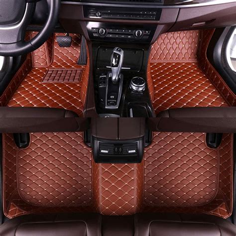 Brown Leather Car Floor Mats Set