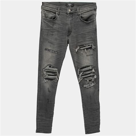 Amiri Grey Distressed Denim Skinny Jeans M Waist 31" Amiri | The Luxury ...