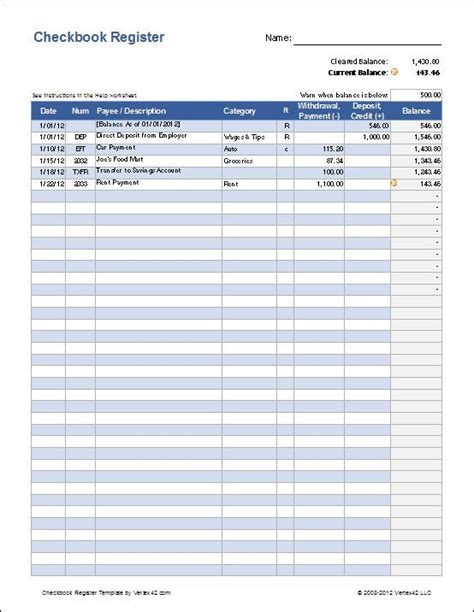 Recommendation Checkbook Register Template Excel How To Prepare A ...