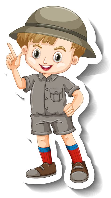 A sticker template of boy cartoon character 3359365 Vector Art at Vecteezy