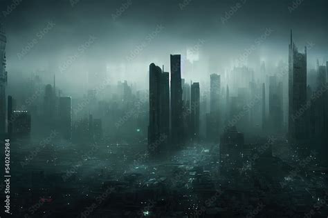 Ilustração do Stock: City wallpaper. Dystopian futuristic cyberpunk ...