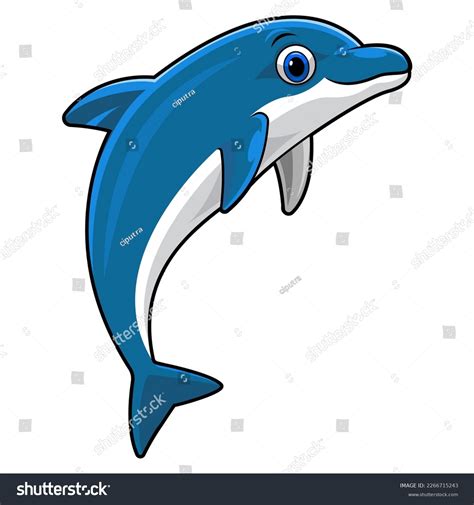 Cute Dolphin Cartoon Jumping On White Stock Vector (Royalty Free ...