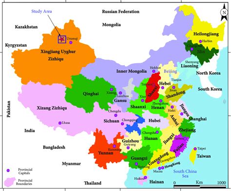 Location map of People Republic of China with provincial and ...