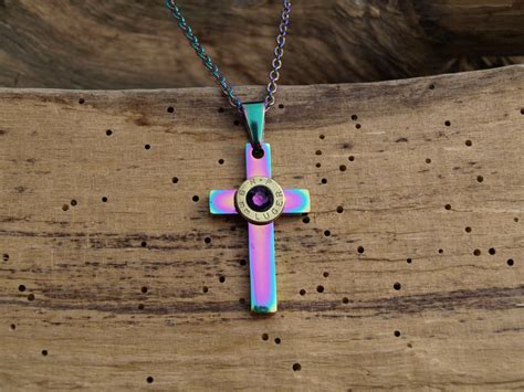 N-304 Rainbow Cross Necklace. Rainbow Stainless Steel Chain. Your ...