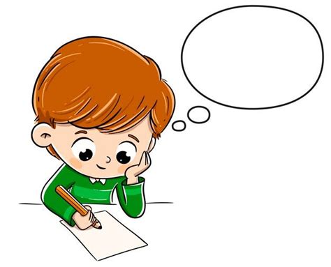 Boy thinking while writing something on ... | Premium Vector #Freepik # ...