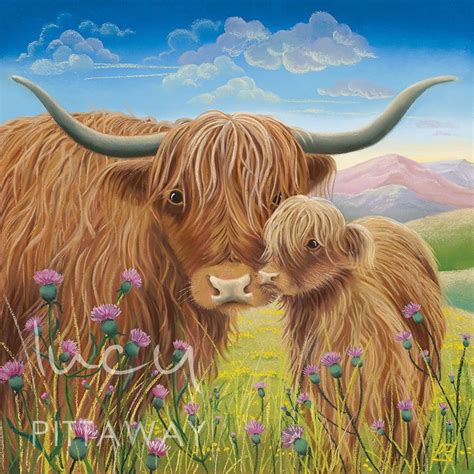 'Heather and Thistle' Cow Art | Cow art print, Cow art, Highland cow art