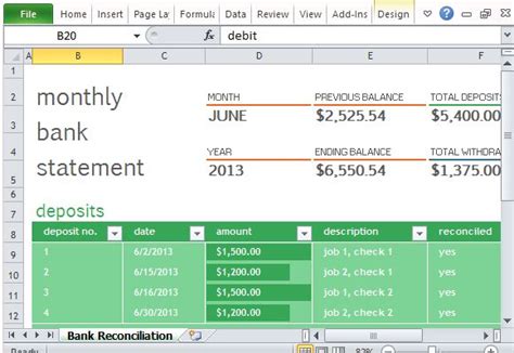 Monthly Bank Reconciliation Template For Excel