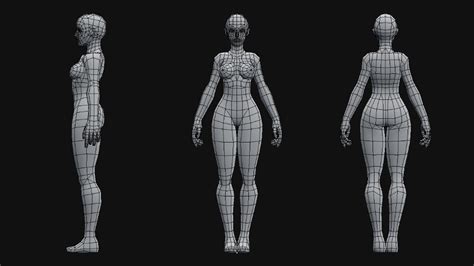 ArtStation - Low-Poly Female Base Mesh Character Reference Sheet ...