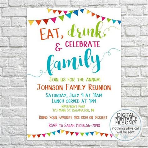 Printable Family Reunion Invitation, Summer Family Reunion, Reunion ...