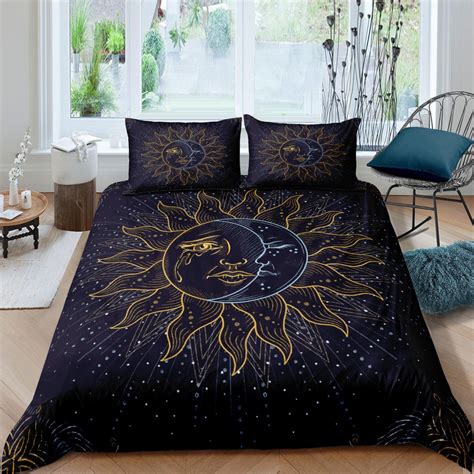 Sun and Crescent Moon Bedding, Celestial Duvet, Witchy Decor Dorm ...