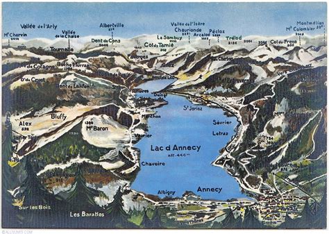 Annecy - Lake map, Annecy - France - Postcard - 8019