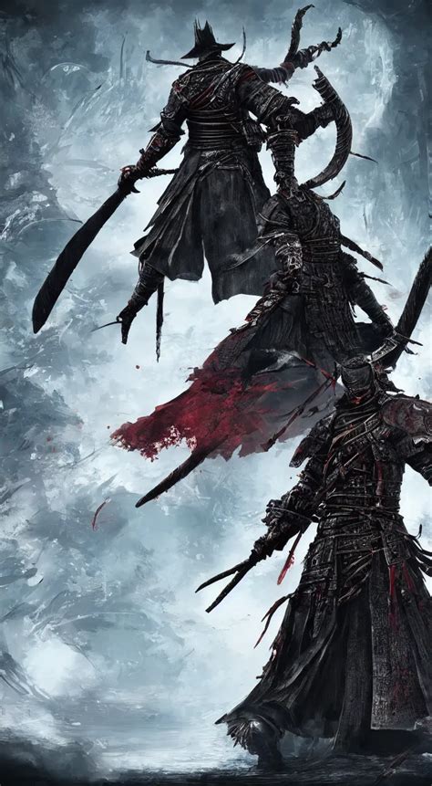 Futuristic samurai in Bloodborne world, concept art, | Stable Diffusion