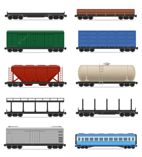 Premium Vector | Set icons railway carriage train vector illustration