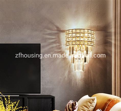 Wall Lamp Bedroom Living Room Decorative Golden Crystal Lighting Wall ...