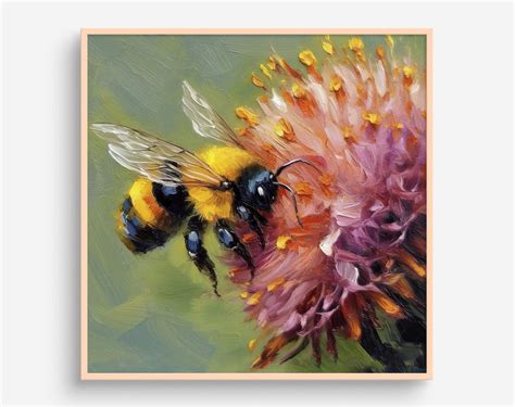 Honey Bee Oil Painting Bee Artwork Bumblebee Wall Art Insect PRINT From ...