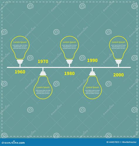 Timeline Infographic With Yellow Light Idea Bulb Stock Vector - Image ...