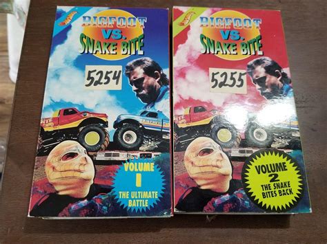 RARE 1992 Hot Wheels Bigfoot vs Snake Bite Vol 1 & 2 VHS snake bites ...