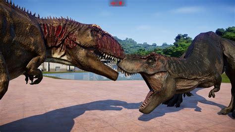 T-Rex Vs Giganotosaurus Breakout & Fight - Jurassic World Evolution ...