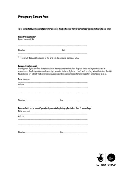 Printable Photography Consent Form Template - Printable Forms Free Online