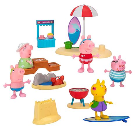 Buy Peppa Pig Family Beach Day Playset, 13 Pieces - Includes Family ...