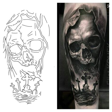 Grim reaper cemetery tattoo stencil in 2022 | Tattoo stencil outline ...