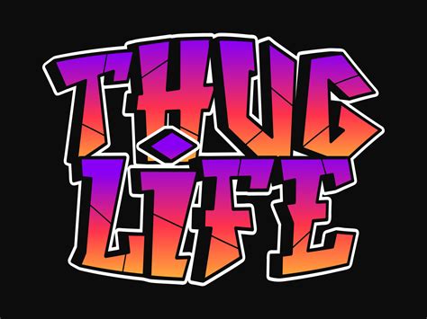 Thug life word graffiti style letters. Vector hand drawn doodle cartoon ...