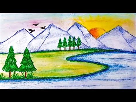 How To Draw A Mountain Landscape Step By Step Easy