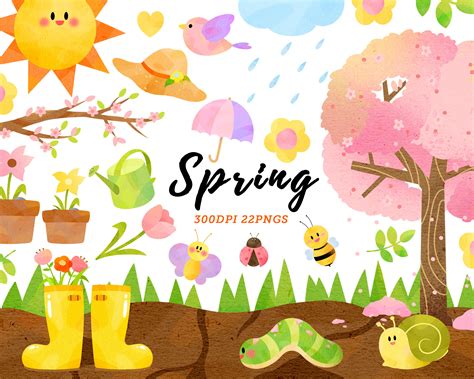 Watercolor Spring Clipart / Watercolor Garden Clipart / Spring Graphics ...