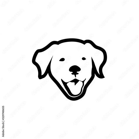 Cute Dog's Head Logo lineart (Black and White) Stock Vector | Adobe Stock