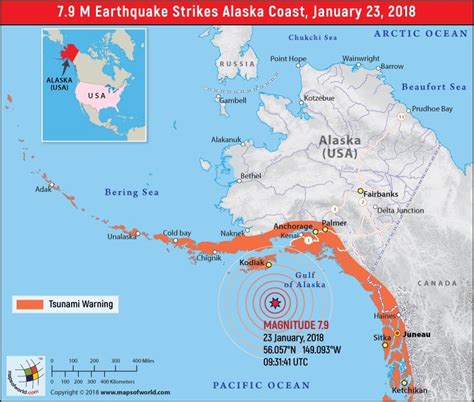 Alaska Earthquake Map, Area affected by Earthquake in Alaska