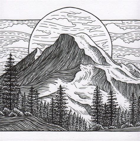 Original Mountain Art Mount Baker Washington Pen Drawing | Etsy ...