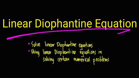 Linear Diophantine Equation - YouTube