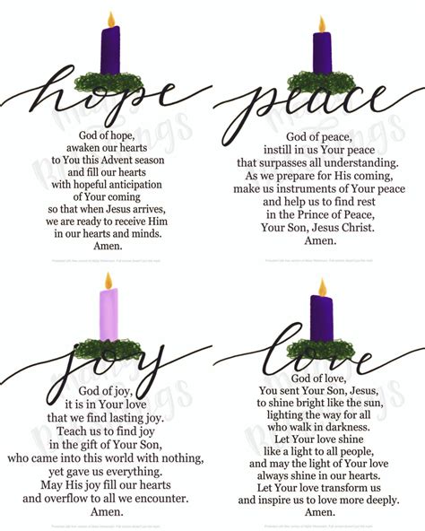 Advent Wreath Prayers Four Print Bundle Catholic Christian - Etsy Australia