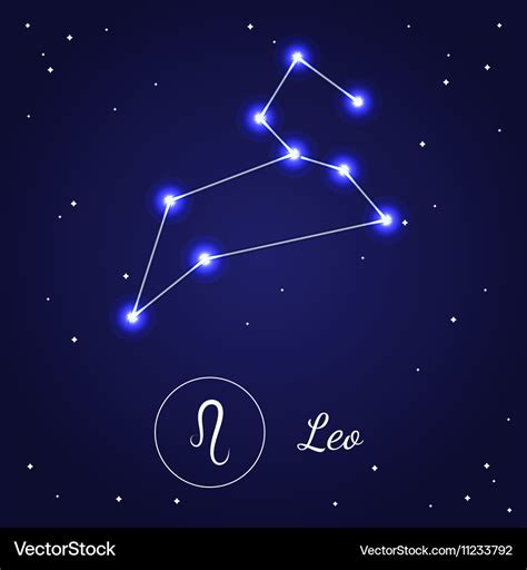 Leo zodiac sign stars on the cosmic sky Royalty Free Vector