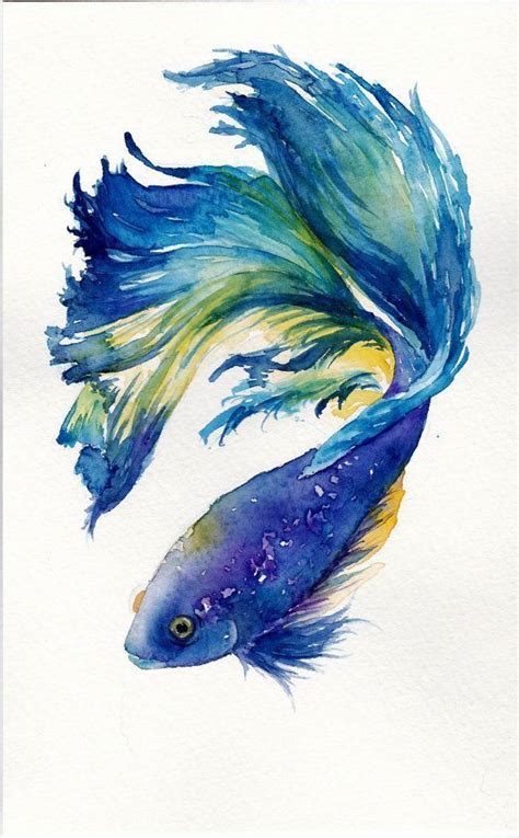 Modern Abstract Beautiful Fish Art Watercolour Canvas Painting wall ...