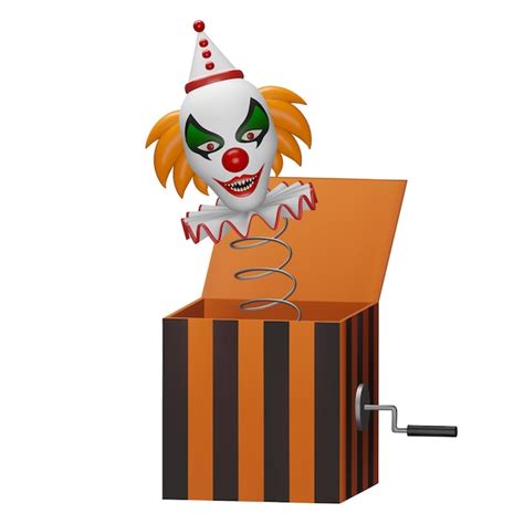 Premium Vector | Evil clown in the box halloween 3d horror clown