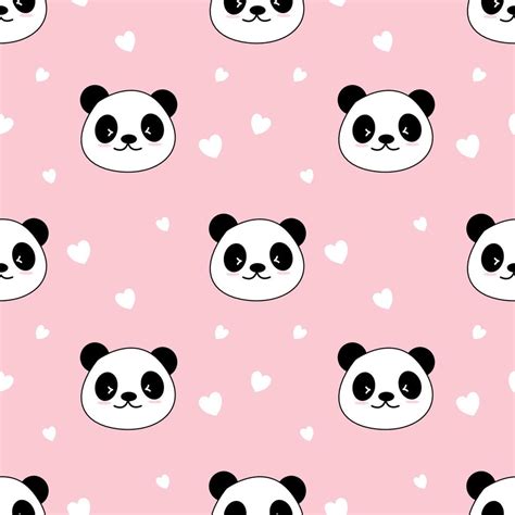 Cute Panda Seamless Pattern Background, Cartoon Panda Bears Vector ...