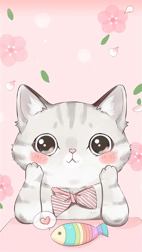 Wallpaper Kucing Pink Animasi