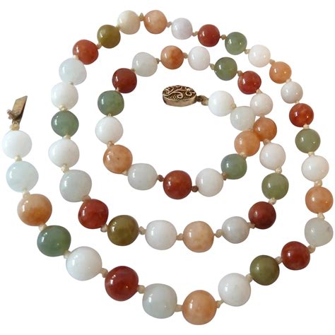 Multi-Color Gemstone Bead Necklace Sterling Filigree Clasp Hand Knotted ...