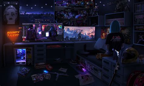 Character Room design , landen woodall | Cyberpunk room, Cyberpunk ...