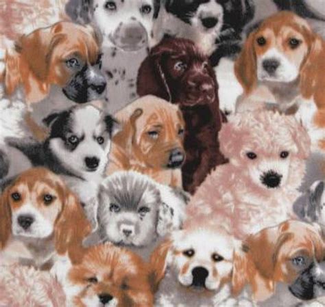 Puppies Fleece Fabric - Fleece Fabric Print by The Yard in 2020 ...