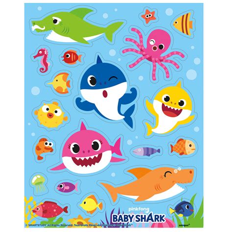 Baby Shark Sticker Sheet Party Favors, 12ct - Walmart.com