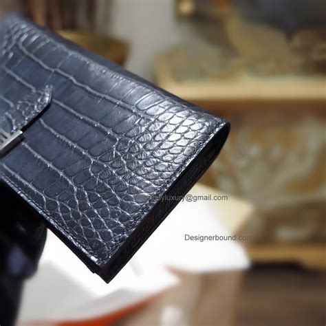 Replica Hermes Bearn Wallet Handmade in ck89 Noir Matte Porosus ...